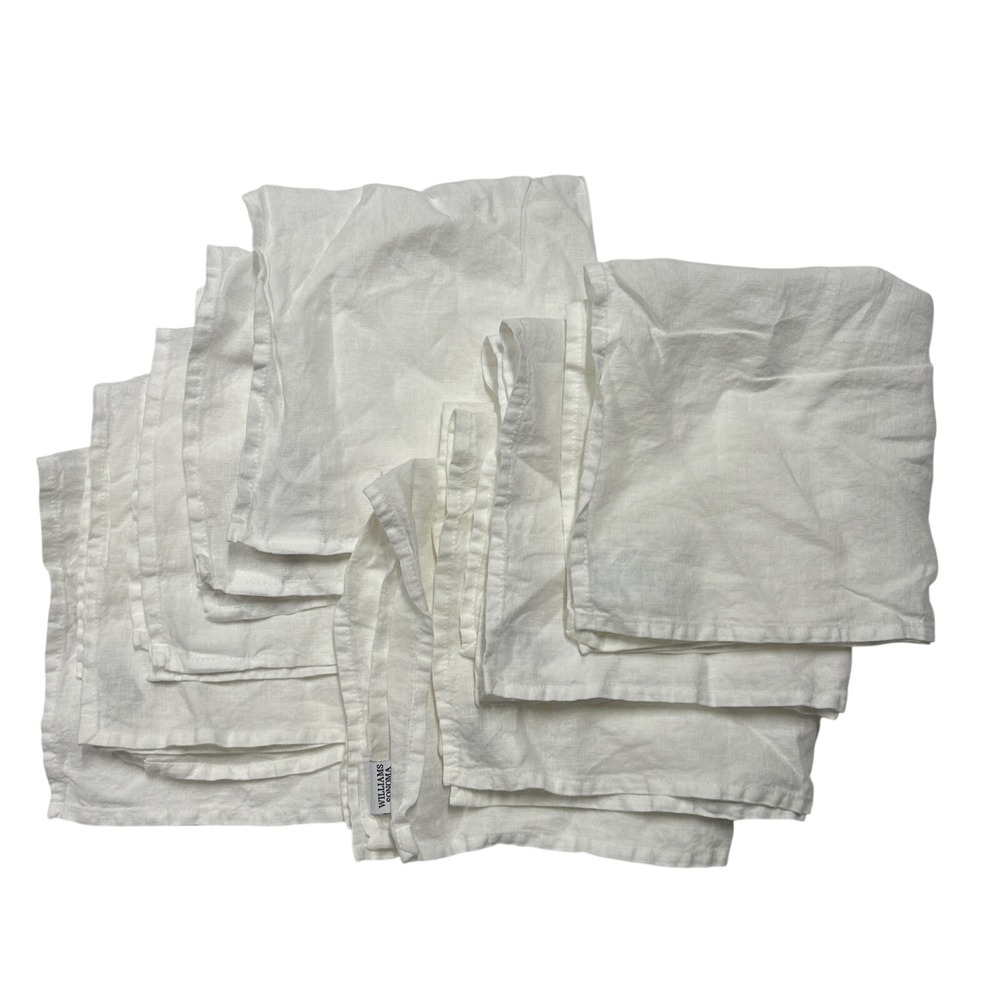 Williams Sonoma Linen Napkins 9 pc Set White Woven Coastal Holidays Thanksgiving